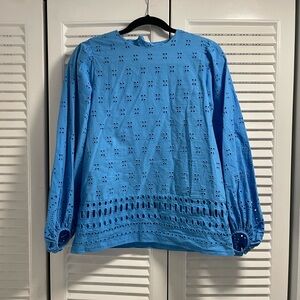 Ann Taylor Blue Eyelet Blouse